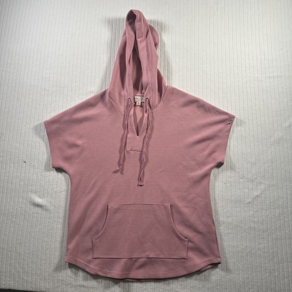 Philosophy Women's Pink Short Sleeve Pullover Hoodie Sweatshirt Size Small